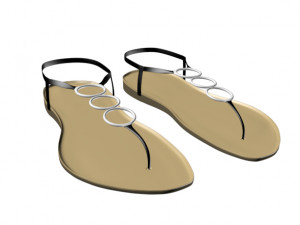 thong flat sandals 01 Model 3D