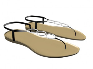 thong flat sandals 01 Model 3D