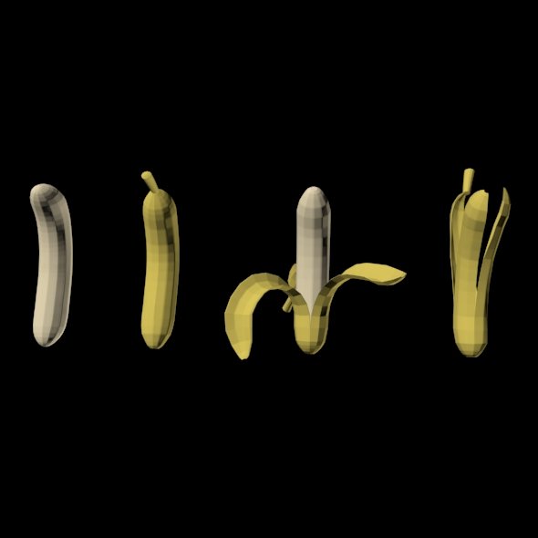 cartoon banana peel - upright 3D Model in Fruit 3DExport