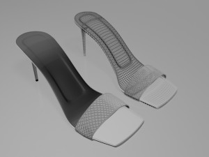 Patterned-strap stiletto sandals 01 3D-Modell
