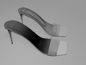 Patterned-strap stiletto sandals 01 3D-Modell