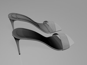 Patterned-strap stiletto sandals 01 3D-Modell