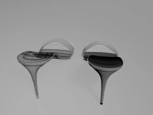 Patterned-strap stiletto sandals 01 3D Model