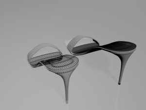 Patterned-strap stiletto sandals 01 3D-Modell