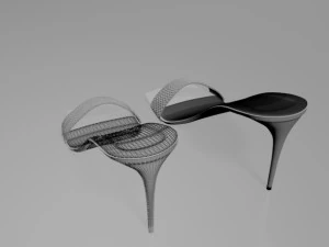 Patterned-strap stiletto sandals 01 3D Model