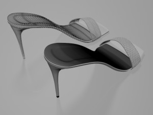 Patterned-strap stiletto sandals 01 3D-Modell