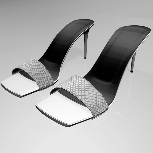 Patterned-strap stiletto sandals 01 3D Model .c4d .max .obj .3ds .fbx .stl .blend 