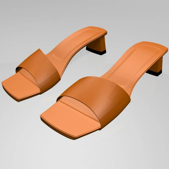 Square-toe block-heel sandals 01 3D Model .c4d .max .obj .3ds .fbx .stl .blend