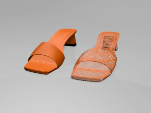 Square-toe block-heel sandals 01 3D Model