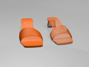 square-toe block-heel sandals 01 Modello 3D