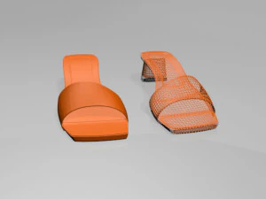 Square-toe block-heel sandals 01 3D Model