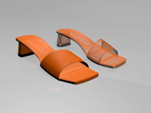 square-toe block-heel sandals 01 Modello 3D