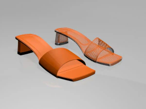 Square-toe block-heel sandals 01 3D Model
