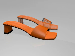 Square-toe block-heel sandals 01 3D Model