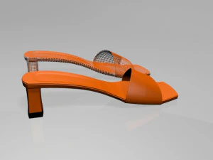 Square-toe block-heel sandals 01 3D Model