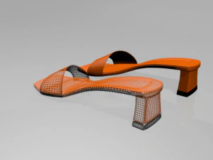 Square-toe block-heel sandals 01 3D Model