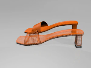 Square-toe block-heel sandals 01 3D Model