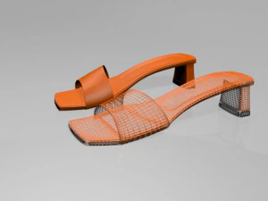 Square-toe block-heel sandals 01 3D Model