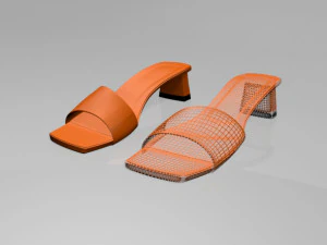 Square-toe block-heel sandals 01 3D Model