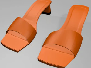 Square-toe block-heel sandals 01 3D Model