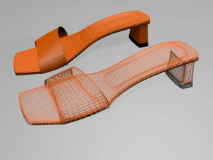 Square-toe block-heel sandals 01 3D Model