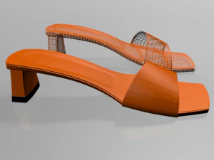 Square-toe block-heel sandals 01 3D Model