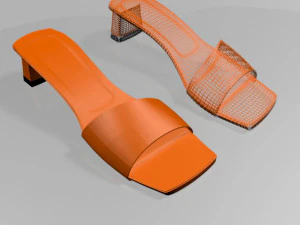 Square-toe block-heel sandals 01 3D Model