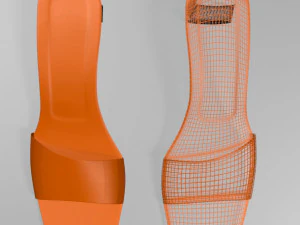 Square-toe block-heel sandals 01 3D Model