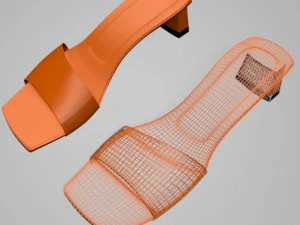 Square-toe block-heel sandals 01 3D Model