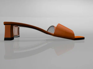 Square-toe block-heel sandals 01 3D Model