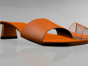 Square-toe block-heel sandals 01 3D Model