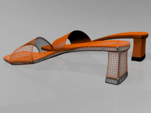 Square-toe block-heel sandals 01 3D Model