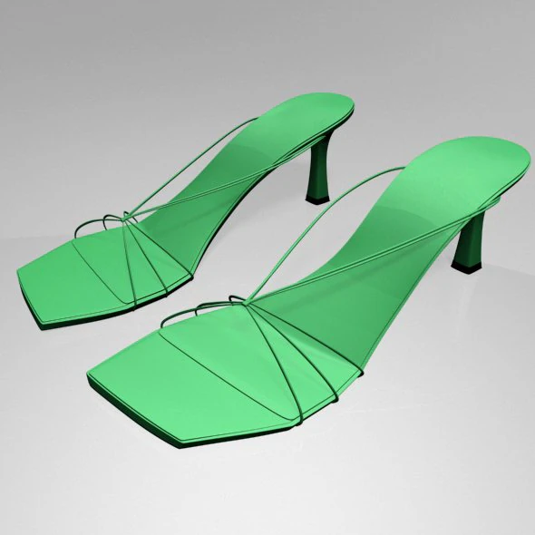 Strappy spool-heel sandals 01 3D Model .c4d .max .obj .3ds .fbx .stl .blend