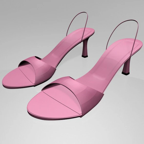 Spool-heel slingback sandals 01 3D Model .c4d .max .obj .3ds .fbx .stl .blend 