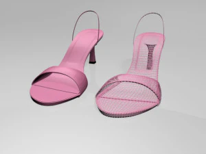 Spool-heel slingback sandals 01 3D Model