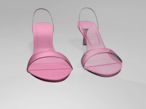 Spool-heel slingback sandals 01 3D Model