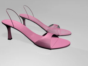 Spool-heel slingback sandals 01 3D Model