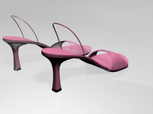 Spool-heel slingback sandals 01 3D Model