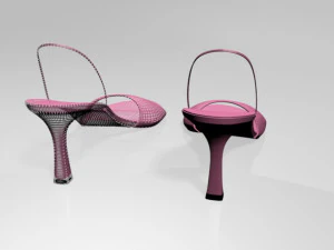 Spool-heel slingback sandals 01 3D Model