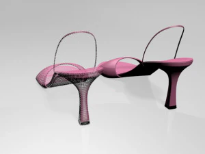 Spool-heel slingback sandals 01 3D Model
