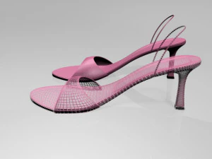Spool-heel slingback sandals 01 3D Model
