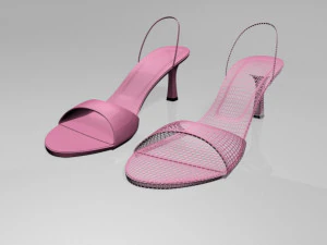 Spool-heel slingback sandals 01 3D Model