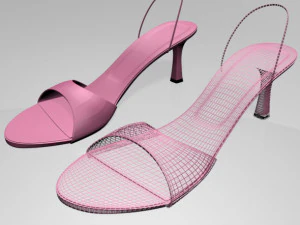 Spool-heel slingback sandals 01 3D Model
