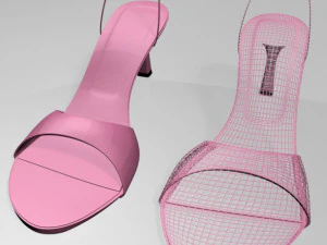 Spool-heel slingback sandals 01 3D Model