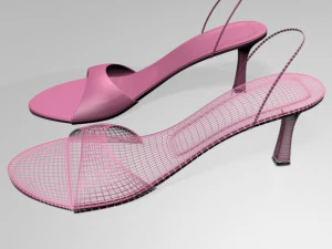 Spool-heel slingback sandals 01 3D Model