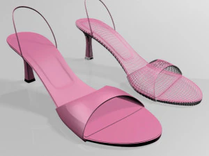 Spool-heel slingback sandals 01 3D Model