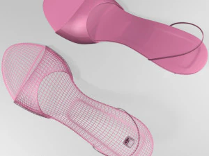 Spool-heel slingback sandals 01 3D Model
