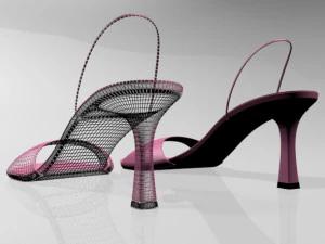 Spool-heel slingback sandals 01 3D Model