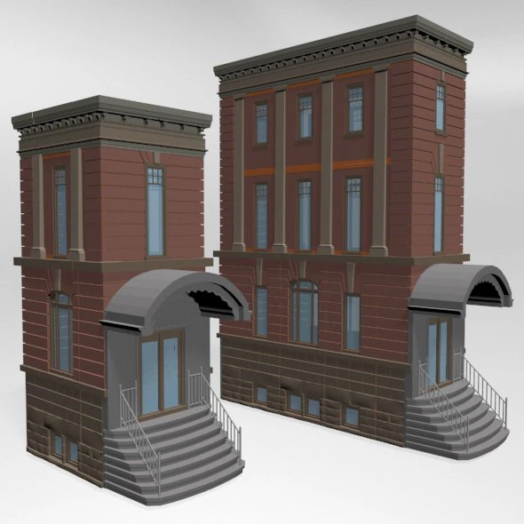 Modular buildings 01 3D Model .c4d .max .obj .3ds .fbx .stl .blend 