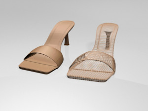 square-toe spool-heel sandals 01 Model 3D